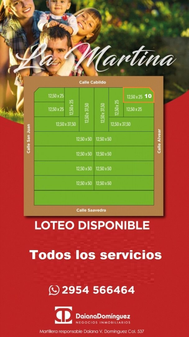 Venta terreno en La Martina, Toay